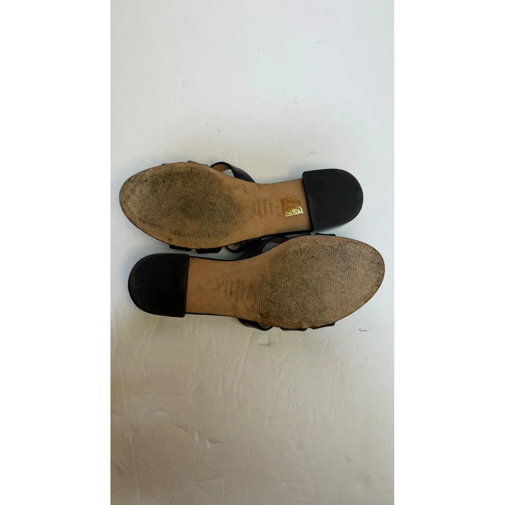 Stuart Weitzman Black Textured Leather Strappy Slide Sandals Made in Spain sz 6 - Picture 5 of 8